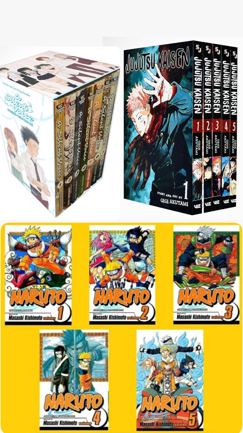 "Echoes Beyond the Silence" A Silent Voice Complete Series Box Set 1-7 || Jujutsu Kaisen, Vol. 1-10 Naruto Box Set 1-10 π₯ With Bonus Manga Wall Framed Poster!
