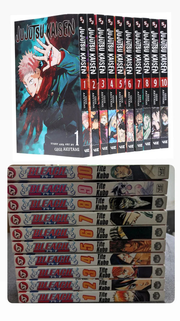 Action Hit Manga Bundle : Jujutsu Kaisen, (Vol. 1-10) || Bleach Box Set (Vol. 1-10) || 💥 With Bonus Manga Wall Framed Poster!
