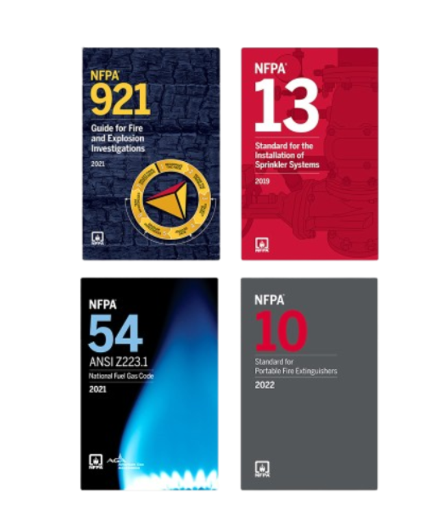 Fire Investigation, Suppression & Gas Safety Code Set – NFPA 921, 13, 54 & 10
