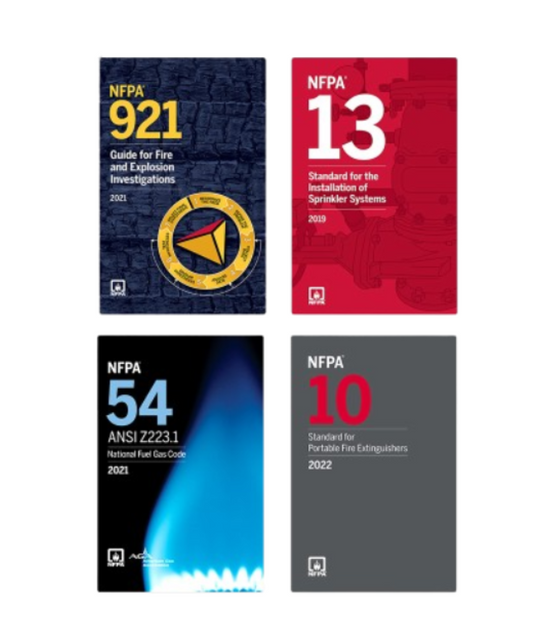 Fire Investigation, Suppression & Gas Safety Code Set – NFPA 921, 13, 54 & 10