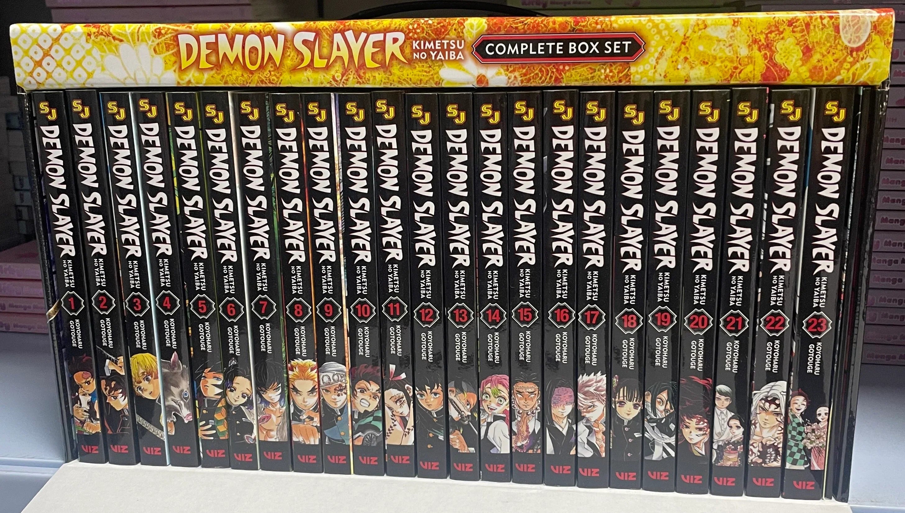 Demon Slayer: Kimetsu no Yaiba Complete Box Set (Volumes 1–23) – Premium Manga Edition with Exclusive Booklet & Poster – Koyoharu Gotouge, VIZ Media with Bookmark and 🎁 Freebie: A Free Manga Wall Poster -Paperback